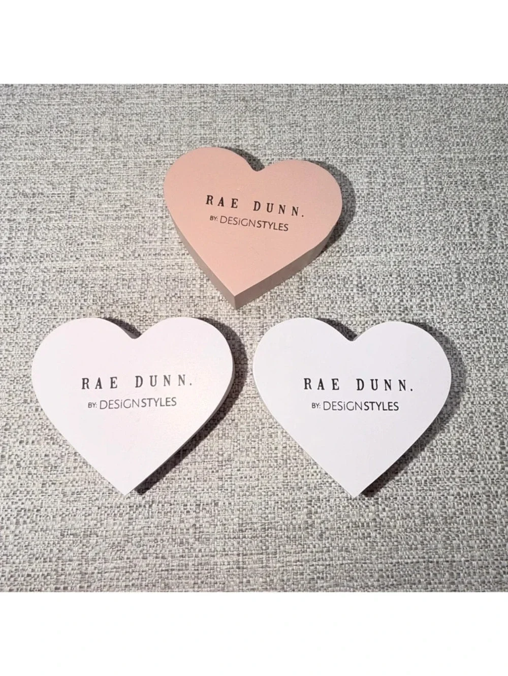 Rae Dunn Heart Decor Set 3 Be Bold You Matter Be Kind Pink Shelf Sitters